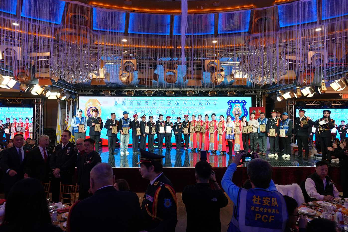 International Police & Veterans Foundation Annual Gala — award ceremony on stage with law enforcement and community leaders